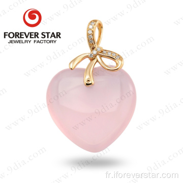 Colliers de pendentif en cristal de bijoux en or 14K rose